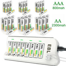 EBL AAA AA NIMH Rechargeable Batteries 1100mAh 2800mAh 1.2V / 8 Slot Charger lot