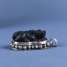 I05 Trailer Zodiac Sign Taurus Black Obsidian Sterling Silver 925