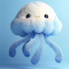 Blue Plush Jellyfish Toy，