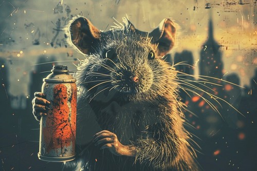 Banksy style graffiti - graffiti, rat