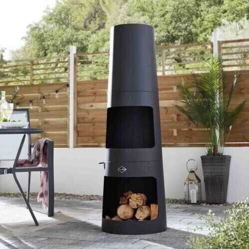 Wood burning garden chiminea - burning,