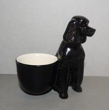 Vintage egg cup black French Poodle dog by Quail