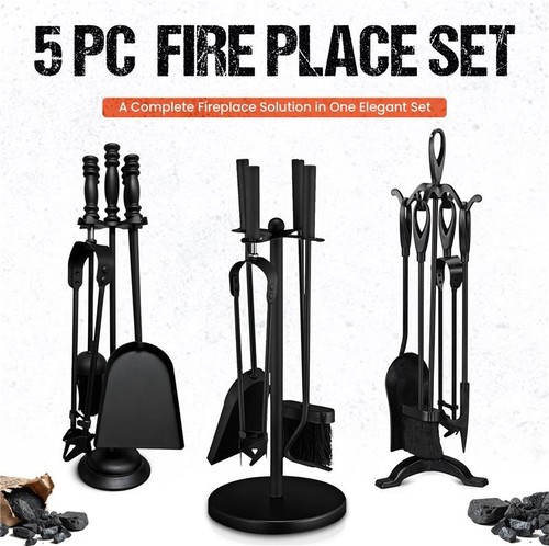 5pc fireplace set halberd - 5pc, cast