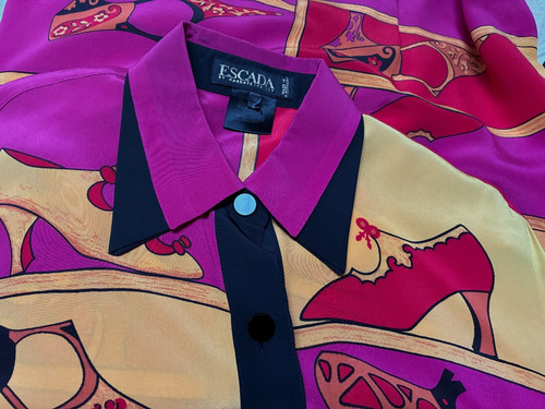 Escada silk blouse victorian - escada,