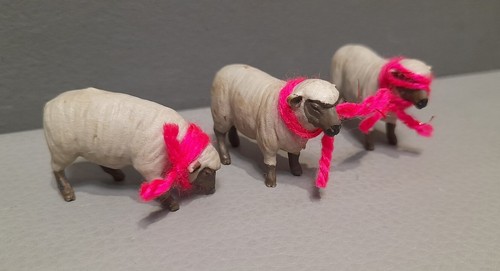 Vintage sheep with wooly - with,