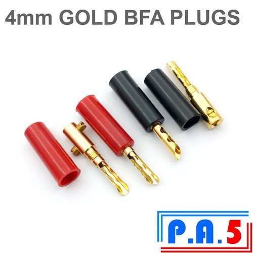 4mm gold bfa banana plugs - 4mm,