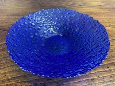 Vintage Cobalt Blue Bubble Glass Bowl