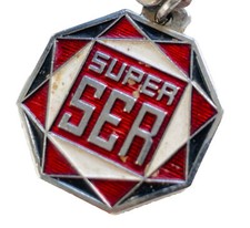 SUPERSER KEYRING VINTAGE Super Ser Gas Heater Promo Advertising 60s Enamel Rare