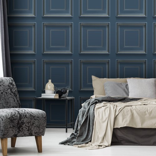 Navy panel effect wallpaper - panel,