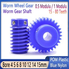 Mod 0.5 1 Nylon Plastic Worm Gear Wheel 15 - 80 Tooth Nylon Worm Shaft Precision