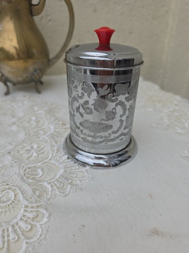 Vintage tin tea caddy with - tea,