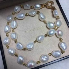 elegant set of 9-10mm south sea baroque white pearl necklace 