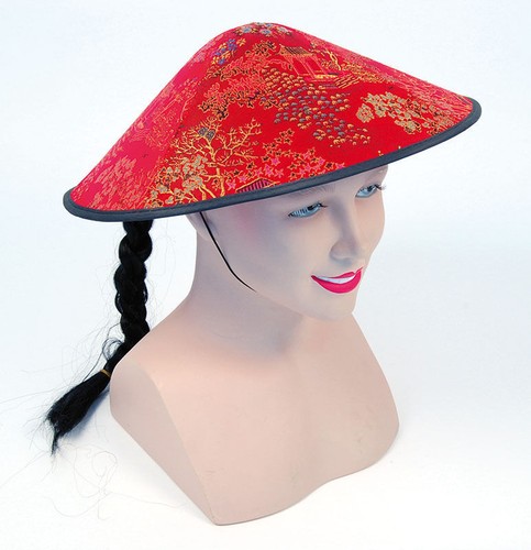 Chinese red coolie hat - coolie,