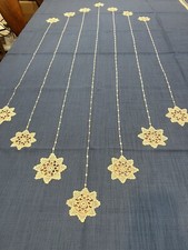 Hand Made Table Cloth Blue Embroidered Hand Crochet Lace 58"X90" Holiday Arlette