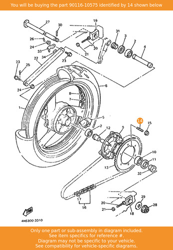 Yamaha bolt stud - stud,, 90116-10575