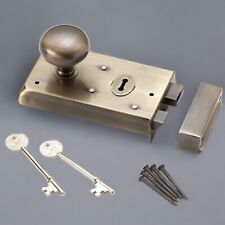 VINTAGE RETRO CLASSIC ANTIQUE NARROW RIM DOOR LOCK ROUND COTTAGE PLAIN KNOB SET