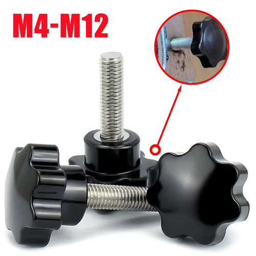 Carbon steel star knob screw - steel,