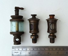 3 Steam or Stationary Engine Small Lubricators. 1 x Drip feed and 2 x Wick types