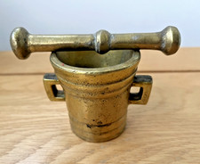 Heavy Brass Vintage Apothecary Pestle & Mortar 6cm Tall 0.6kg Rustic Kitchen