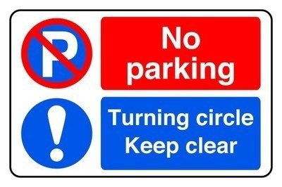 Parking turning circle - no,