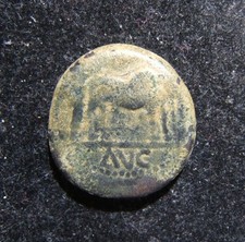 Roman Phoenicia/Berytus Claudius AE small flan ancient coin; Fine, RPC I 4546