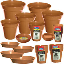 Packs of Plastic Terracotta Plant Pots Garden Flowers Plants or Range of Saucers