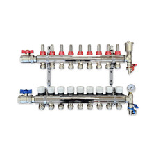 9 ZONE BRASS  UNDERFLOOR HEATING MANIFOLD  PIPE CONNECTIONS 15MM 16MM