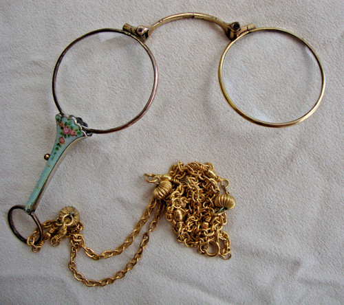 Antique folding lorgnette gold - folding,
