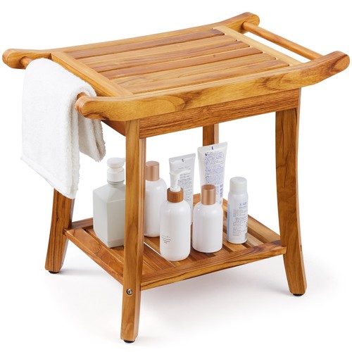 Teak shower bench seat with - teak,