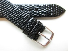 Pulsar Black lizard print 13 MM leather watch band strap