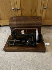 Vintage Premier Hand Crank Sewing Machine with Wooden Case &Accessories Untested