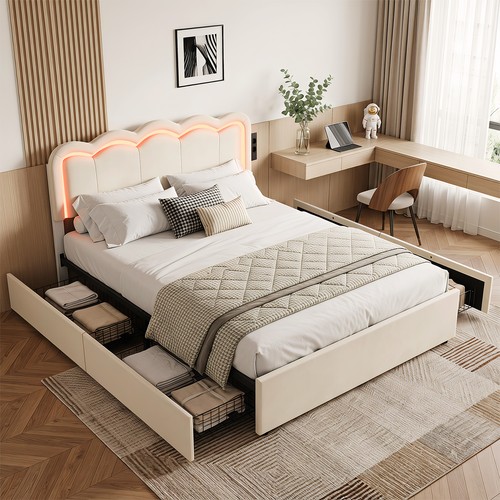 Upholstered led bed frame 4 - led,
