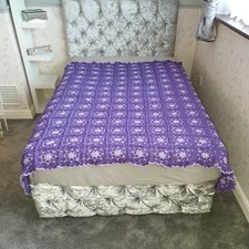 CROCHET BLANKET - LARGE/DOUBLE - HAND MADE - Violet and White - Brand New