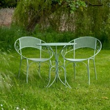 Green Shabby Chic Bistro Set Metal Garden Table and Chairs Garden Furniture