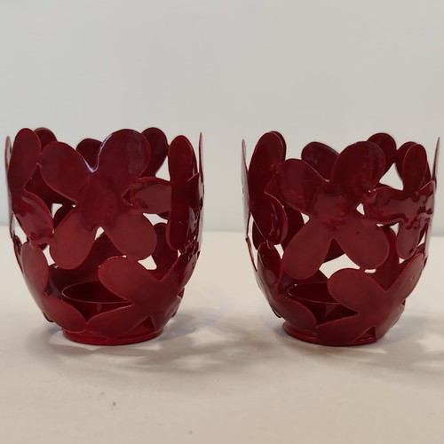 Red enameled tea light candle - red,