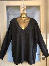Mint Velvet Charcoal Embellished Star Cashmere Blend Jumper 18 20 XL 