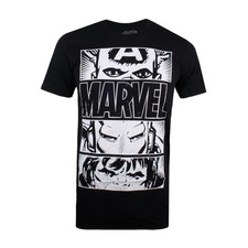 The Avengers Marvel T-Shirt (Size L) Men's Hero Eyes Light Black Top  - New