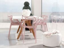 Set of 4 Master Style Modern PINK Polypropylene Plastic Dining Chairs Stack able