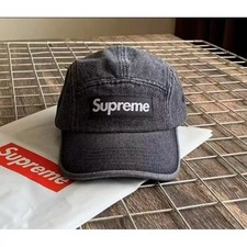 Supreme Cotton Denim Camp Cap  Washed Black One Size New IN HAND