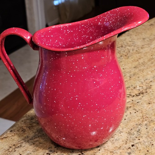 Red white speckle enamel water - white,