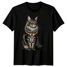 Maine Coon Cat Feline Animals Mens T-Shirt Illustrated Graphic