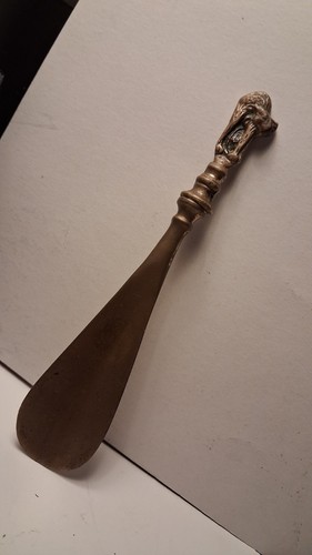 Vintage solid brass shoe horn - brass,