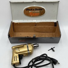 Vintage Black & Decker Electric Fixit 1/4 Utility Drill Box Gold USA Made Works