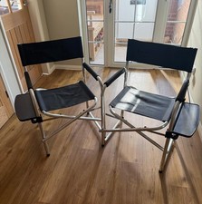 Isabella Directors Chair - Dark Grey with side table (Pair)