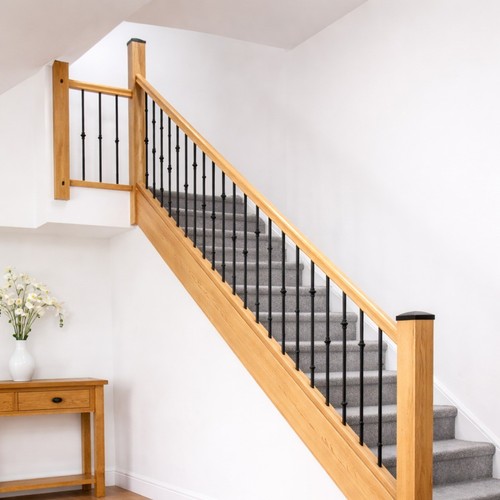 Iron handrail oak pine - iron,