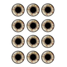 12 Pairs 14mm Glass Eyes Chips
