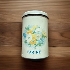 vintage french metal tin Flour Inch Tall farine 