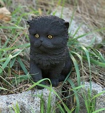Stone figure Persian cat kitten black frost-proof weatherproof garden figure decoration