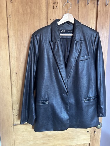 Zara soft black leather blazer - soft,