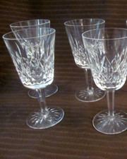 Set of 4~Waterford Crystal LISMORE Water Wine Goblets 6 7/8" Glasses Perfect!